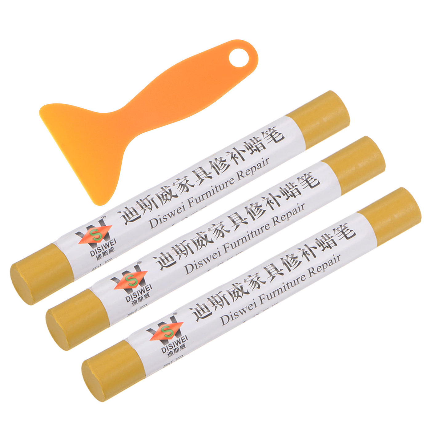 Harfington Wood Furniture Repair Kit 3pcs Markers with Spatula, Heavy Brown Yellow