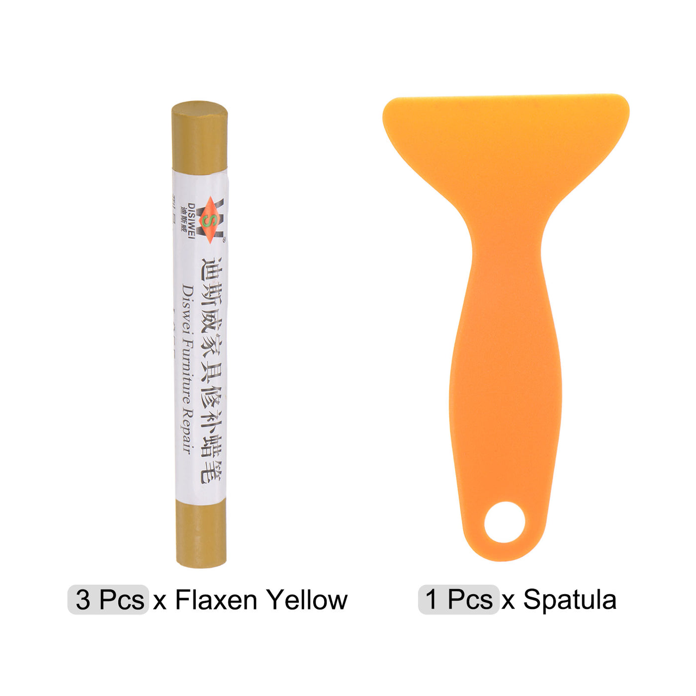 Harfington Wood Furniture Repair Kit 3pcs Markers with Spatula, Flaxen Yellow