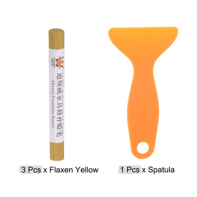 Harfington Wood Furniture Repair Kit 3pcs Markers with Spatula, Flaxen Yellow