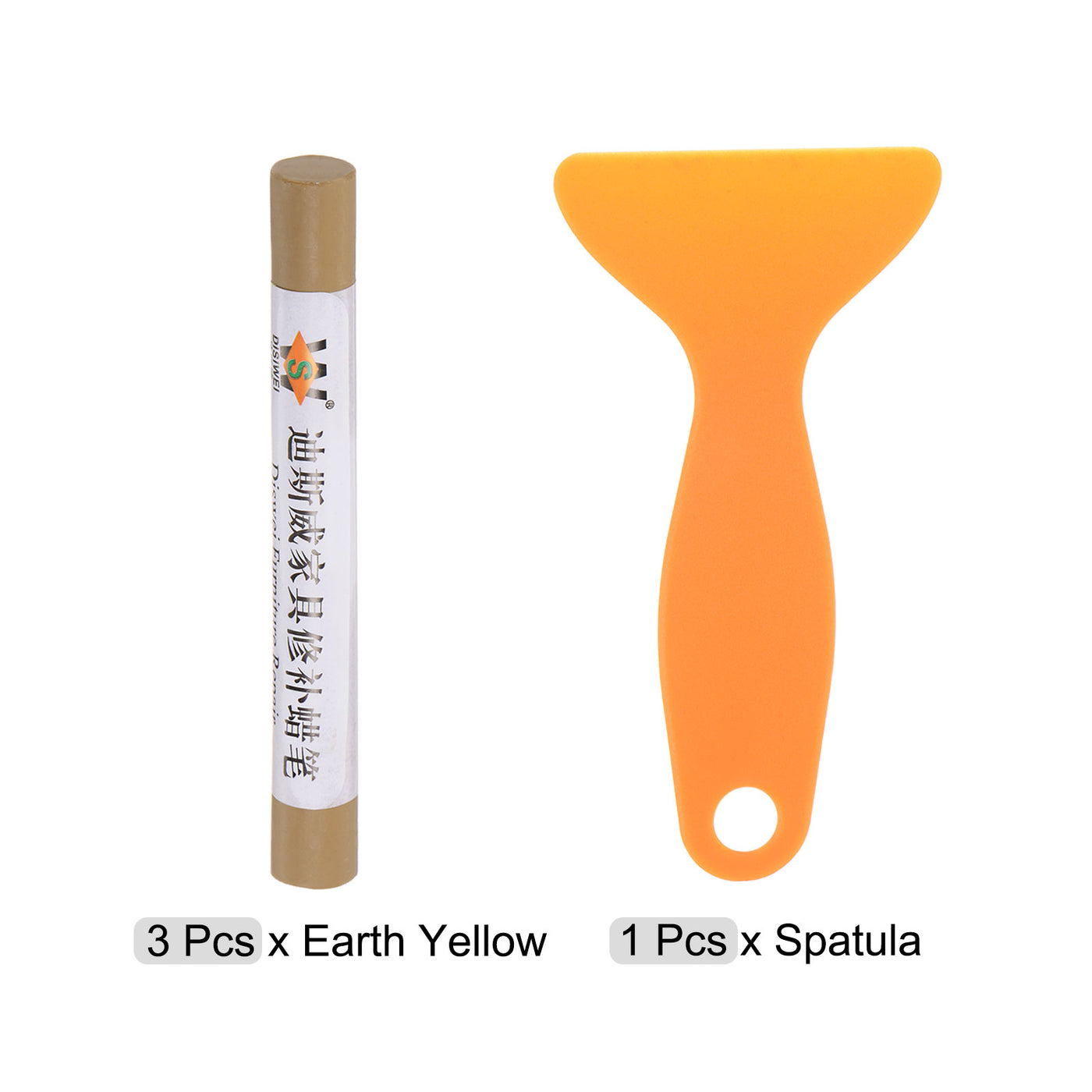 Harfington Wood Furniture Repair Kit 3pcs Markers with Spatula, Earth Yellow