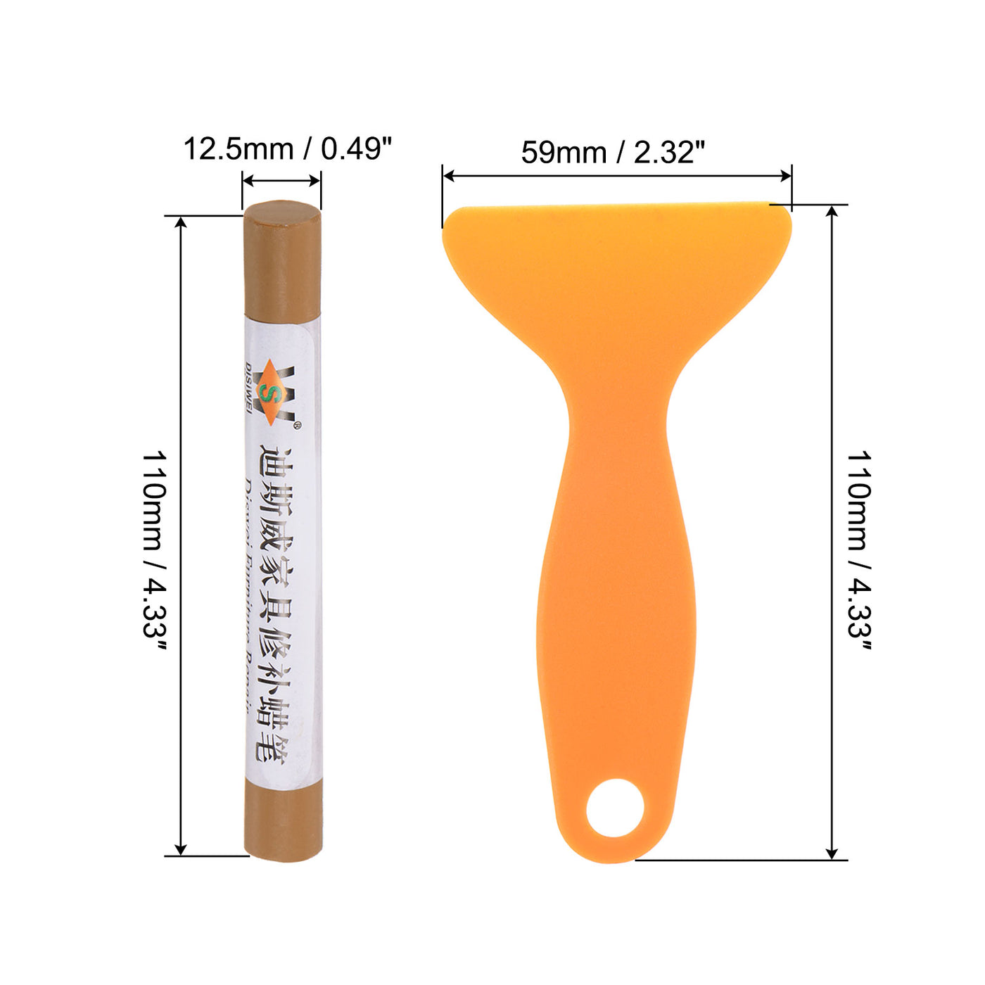 Harfington Wood Furniture Repair Kit 3pcs Markers with Spatula, Cream Orange