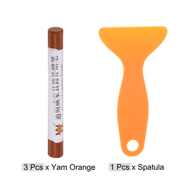 Harfington Wood Furniture Repair Kit 3pcs Markers with Spatula, Red Orange