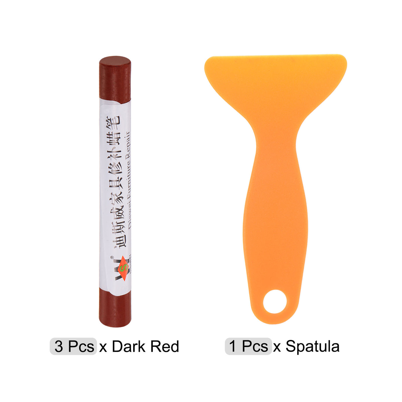 Harfington Wood Furniture Repair Kit 3pcs Markers with Spatula, Dark Red