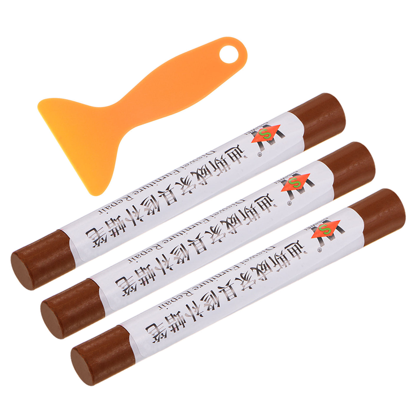 Harfington Wood Furniture Repair Kit 3pcs Markers with Spatula, Syrup Brown