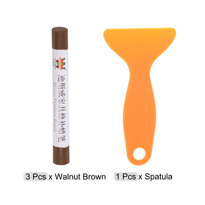Harfington Wood Furniture Repair Kit 3pcs Markers with Spatula, Walnut Brown