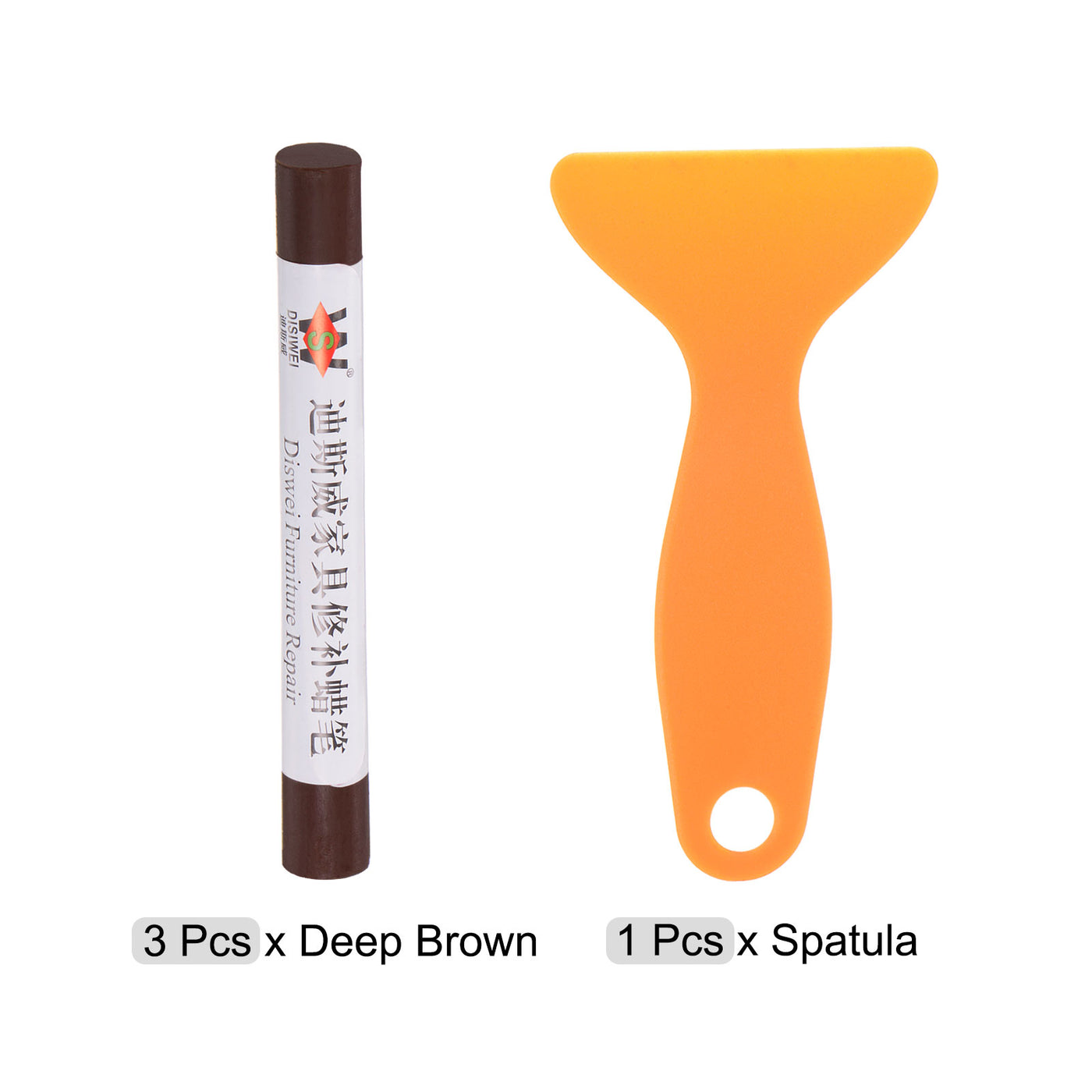 Harfington Wood Furniture Repair Kit 3pcs Markers with Spatula, Deep Brown