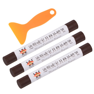 Harfington Wood Furniture Repair Kit 3pcs Markers with Spatula, Brown Red