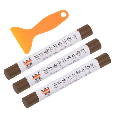 Harfington Wood Furniture Repair Kit 3pcs Markers with Spatula, Heavy Brown