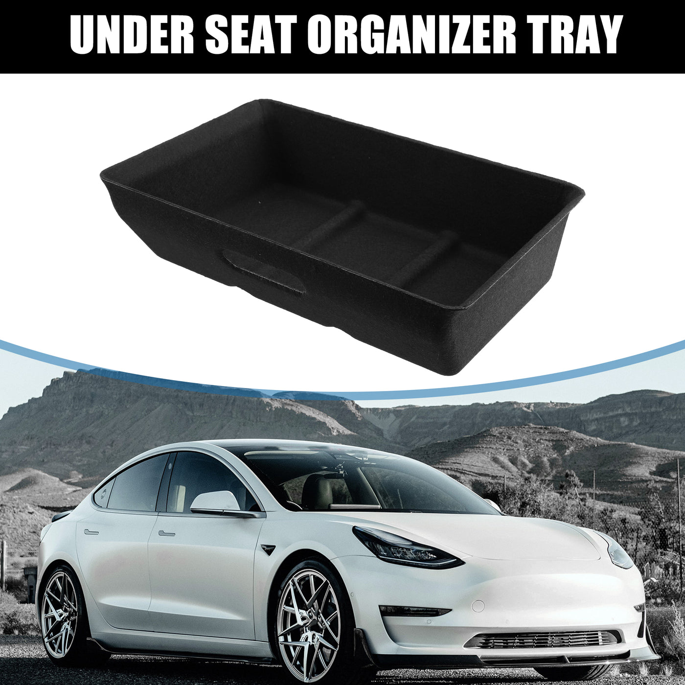 X AUTOHAUX Under Seat Organizer Tray for Tesla Model Y 2016-2022 Underseat Hidden Storage Box Organizer Accessories Black