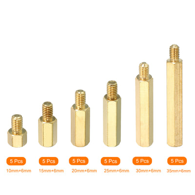 Harfington M5 Standoff Screws 30 Pack Brass Hex PCB Standoffs Gold Tone