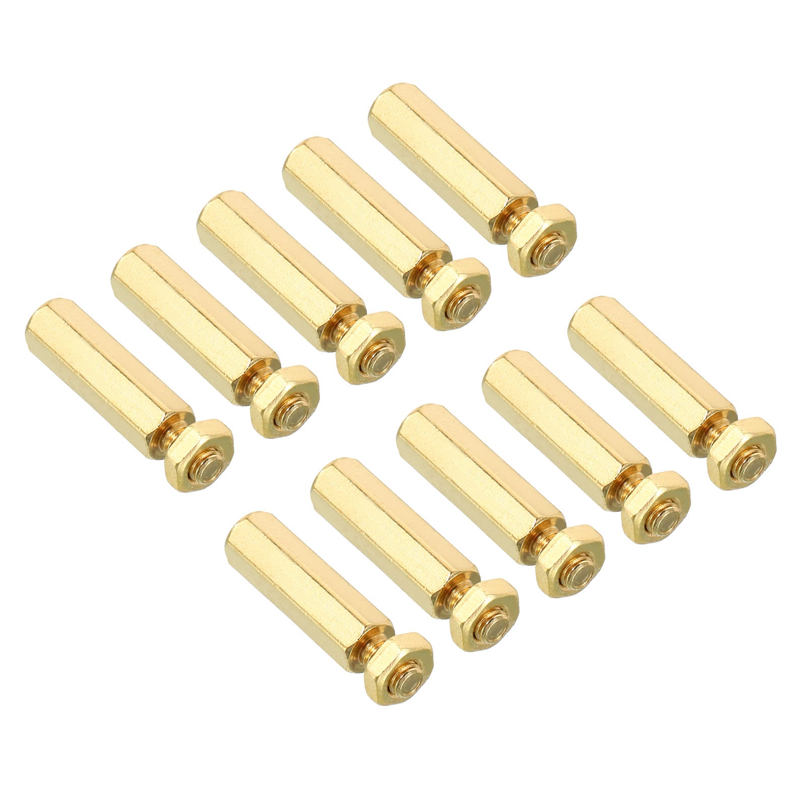 20mm+6mm M4 Standoff Screws 40 Pack Brass Hex PCB Standoffs Nuts Gold ...
