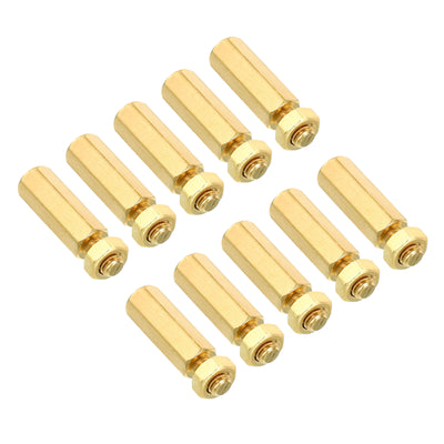Harfington 20mm+6mm M5 Standoff Screws 40 Pack Brass Hex PCB Standoffs Nuts Gold Tone