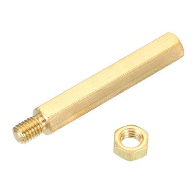 Harfington 40mm+6mm M5 Standoff Screws 20 Pack Brass Hex PCB Standoffs Nuts Gold Tone
