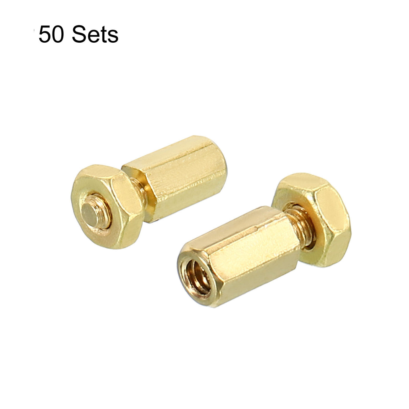 Harfington 5mm+3mm M2 Standoff Screws 100 Pack Brass Hex PCB Standoffs Nuts Gold Tone