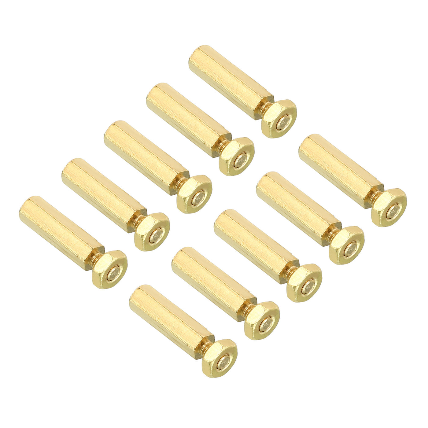 Harfington 10mm+3mm M2 Standoff Screws 100 Pack Brass Hex PCB Standoffs Nuts Gold Tone