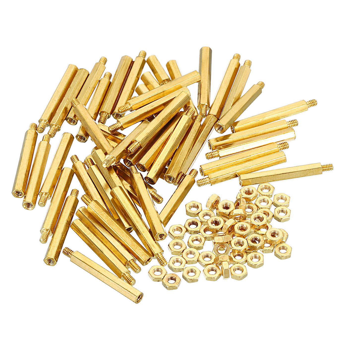 Harfington 20mm+3mm M2 Standoff Screws 100 Pack Brass Hex PCB Standoffs Nuts Gold Tone