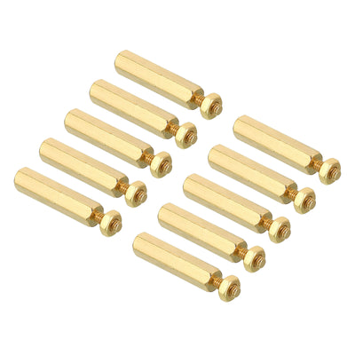 Harfington 20mm+6mm M2.5 Standoff Screws 80 Pack Brass Hex PCB Standoffs Nuts Gold Tone