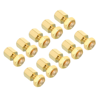 Harfington 5mm+6mm M3 Standoff Screws 100 Pack Brass Hex PCB Standoffs Nuts Gold Tone