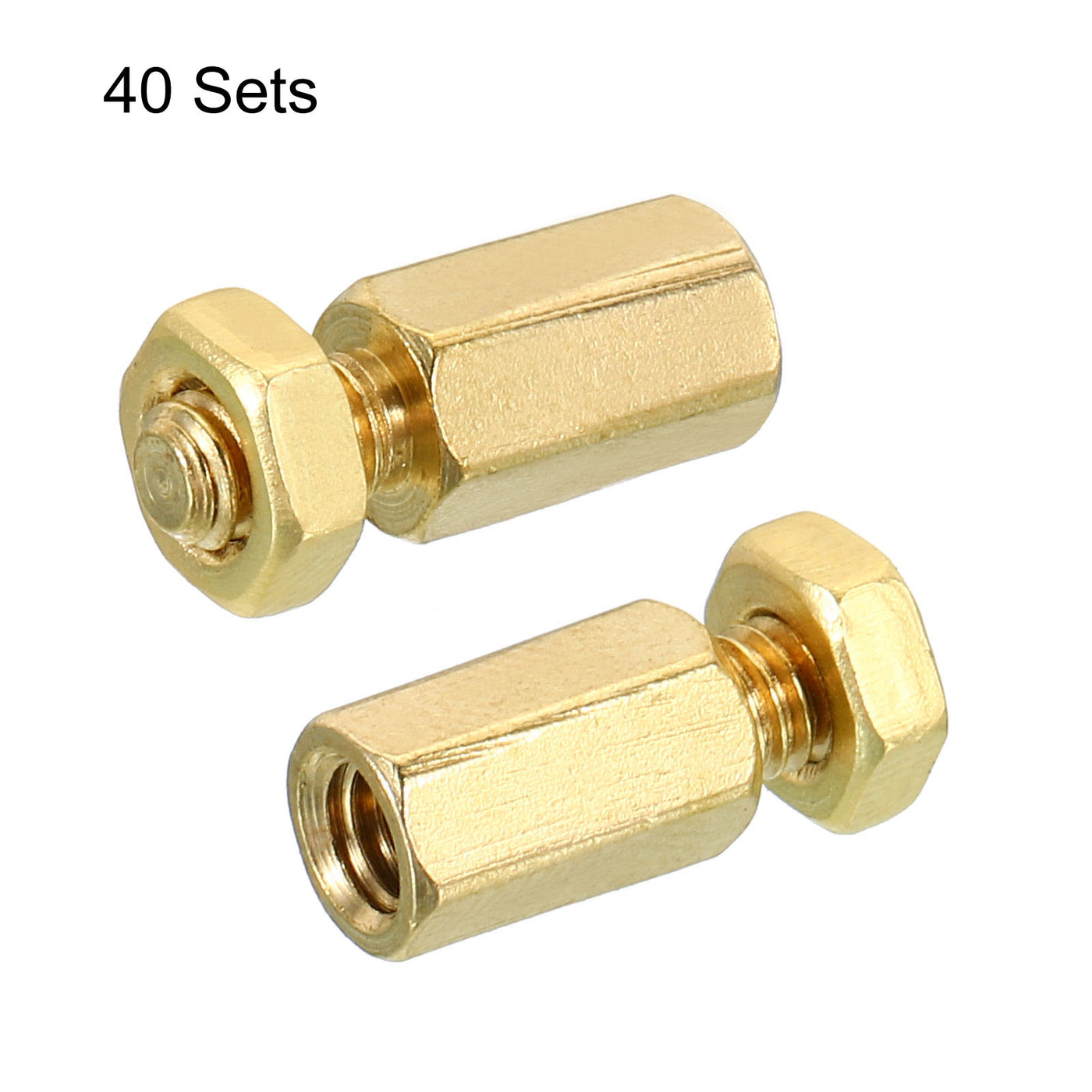 Harfington 10mm+6mm M4 Standoff Screws 80 Pack Brass Hex PCB Standoffs Nuts Gold Tone