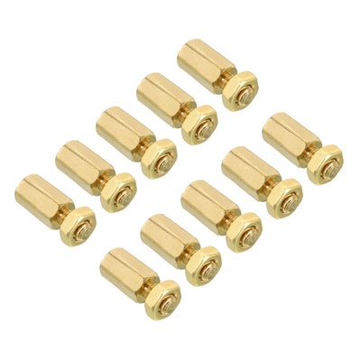 Harfington 10mm+6mm M4 Standoff Screws 80 Pack Brass Hex PCB Standoffs Nuts Gold Tone