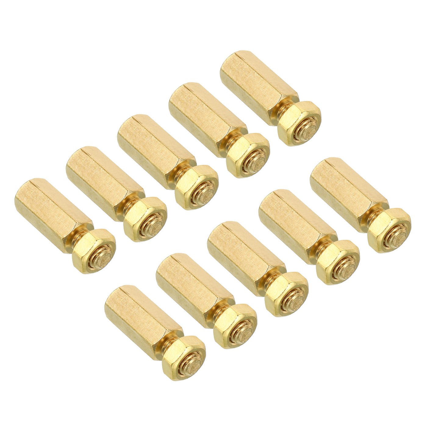 Harfington 15mm+6mm M5 Standoff Screws 20 Pack Brass Hex PCB Standoffs Nuts Gold Tone