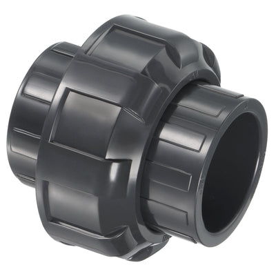 Harfington UPVC Pipe Fitting 1-1/4" Socket Schedule 80, Straight Joint Union Connector, Gray