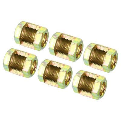 Harfington M10x1mm Hexagon Coupling Nut, 6 Pack 20mm Thread Zinc Plated Fastener Lamp Pipe Rod Connector Hex Hardware Repair for Chandelier Ceiling Light DIY