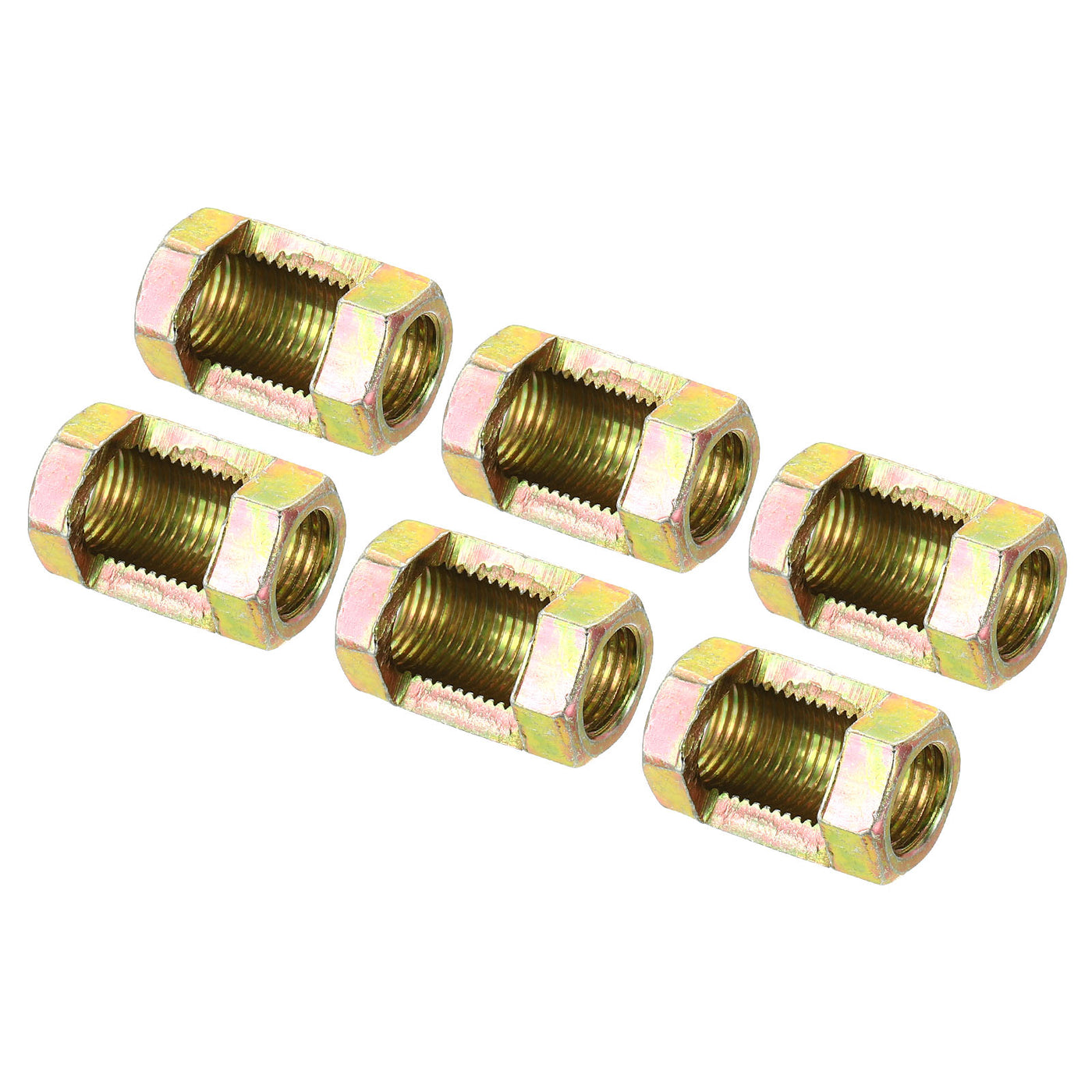 Harfington M10x1mm Hexagon Coupling Nut, 6 Pack 25mm Thread Zinc Plated Fastener Lamp Pipe Rod Connector Hex Hardware Repair for Chandelier Ceiling Light DIY