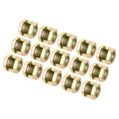 Harfington M10x1mm Hexagon Coupling Nut, 15 Pack 15mm Thread Zinc Plated Fastener Lamp Pipe Rod Connector Hex Hardware Repair for Chandelier Ceiling Light DIY