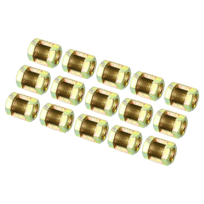 Harfington M10x1mm Hexagon Coupling Nut, 15 Pack 20mm Thread Zinc Plated Fastener Lamp Pipe Rod Connector Hex Hardware Repair for Chandelier Ceiling Light DIY