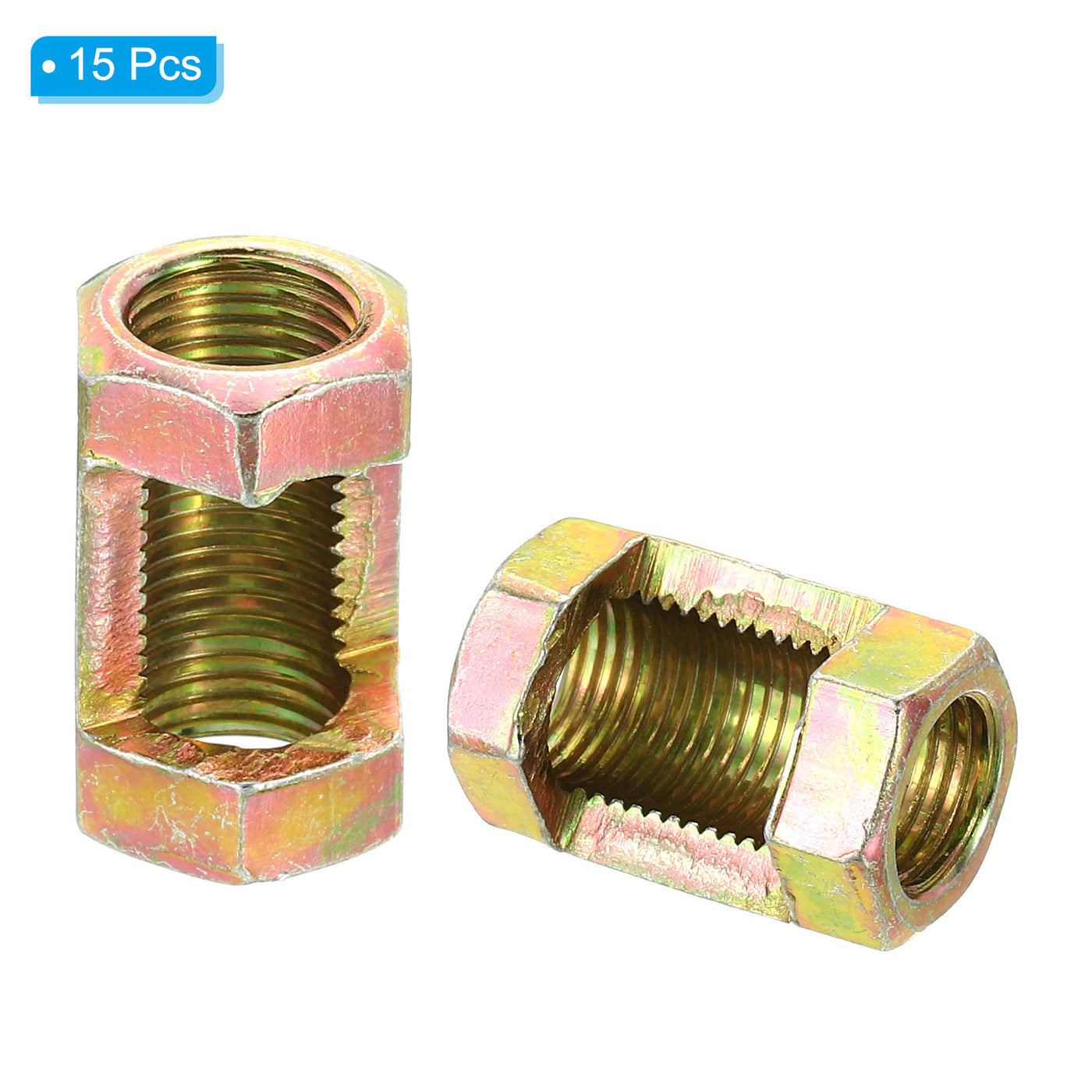 Harfington M10x1mm Hexagon Coupling Nut, 15 Pack 25mm Thread Zinc Plated Fastener Lamp Pipe Rod Connector Hex Hardware Repair for Chandelier Ceiling Light DIY