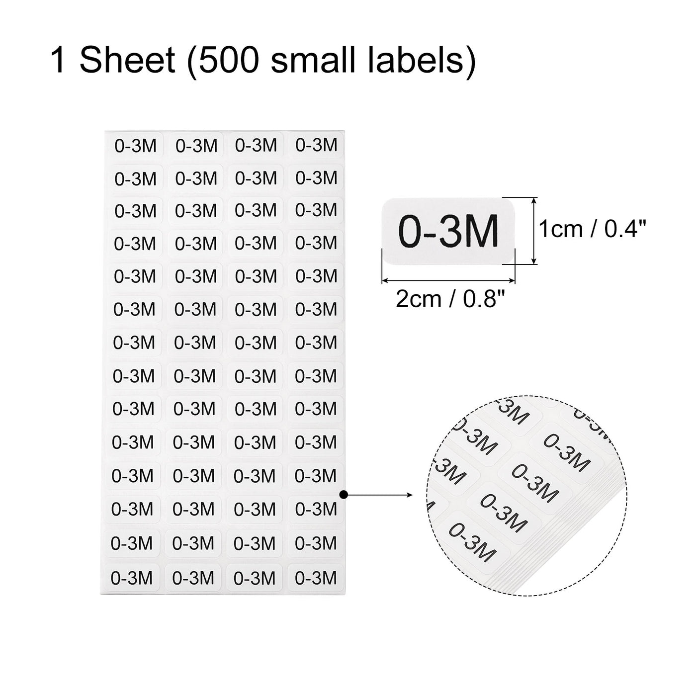 Harfington 0-3 Month Clothes Size Sticker Label Clothing Coding Clothing Size Labels for Retail Apparel