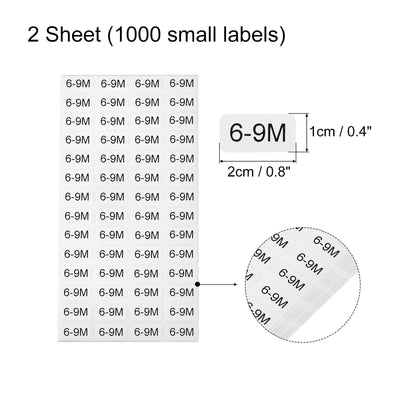 Harfington 6-9 Month Clothes Size Sticker Label Clothing Coding Clothing Size Labels for Retail Apparel, 2 Sheet