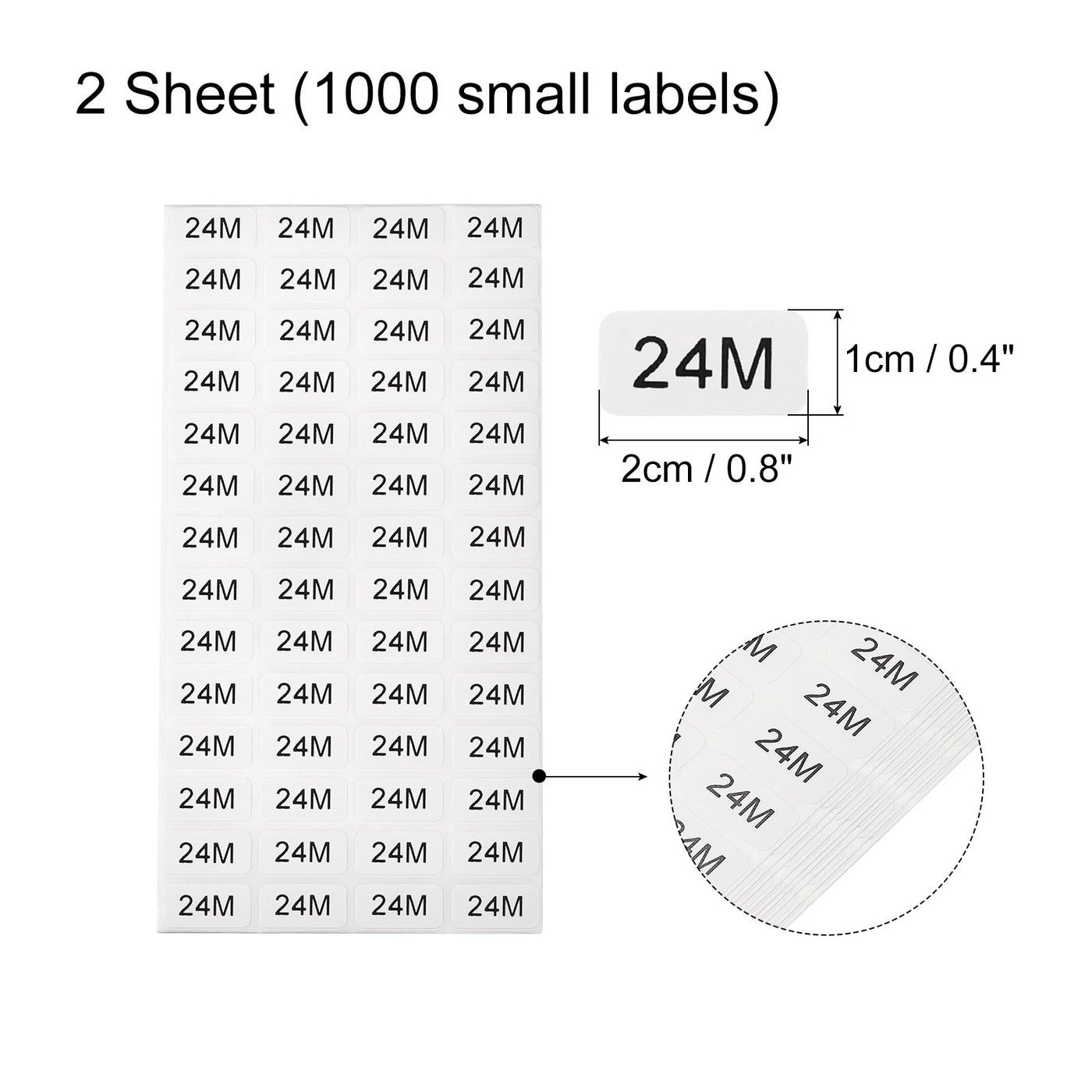 Harfington 24 Month Clothes Size Sticker Label Clothing Coding Clothing Size Labels for Retail Apparel, 2 Sheet
