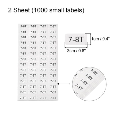 Harfington 7-8T Clothes Size Sticker Label Clothing Coding 7 to 8 Year Old Clothing Size Labels for Retail Apparel, 2 Sheet