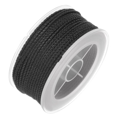 Harfington Nylon Thread Twine Beading Cord 1.6mm Braided String 16M/52 Feet, Black
