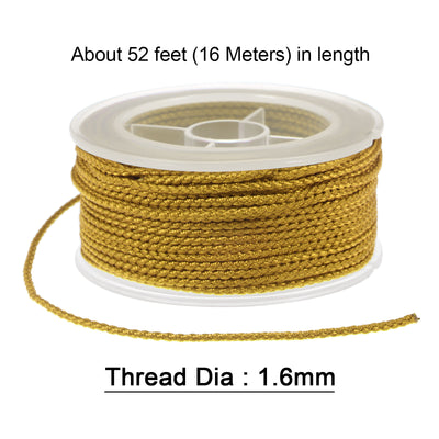 Harfington Nylon Thread Twine Beading Cord 1.6mm Braided String 16M/52 Feet, Goldenrod