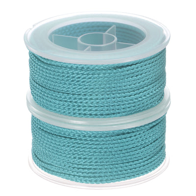 Harfington 2pcs Nylon Thread Twine Beading Cord 1.6mm Braided String 52 Feet, Light Blue