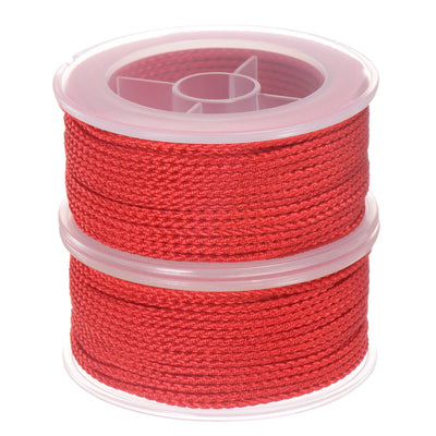 Harfington 2pcs Nylon Thread Twine Beading Cord 1.6mm Braided String 16M/52 Feet, Red