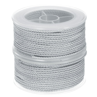 Harfington 2pcs Nylon Thread Twine Beading Cord 1.6mm Braided String 52 Feet, Light Grey