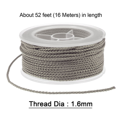 Harfington 2pcs Nylon Thread Twine Beading Cord 1.6mm Braided String 16M/52 Feet, Khaki