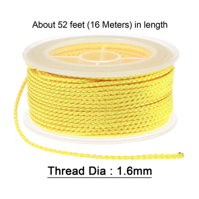 Harfington 2pcs Nylon Thread Twine Beading Cord 1.6mm Braided String 16M/52 Feet, Yellow