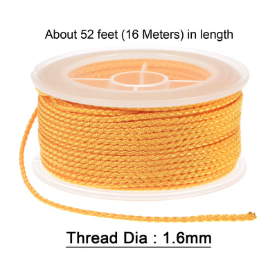 Harfington 2pcs Nylon Thread Twine Beading Cord 1.6mm Braided String 16M/52 Feet, Orange