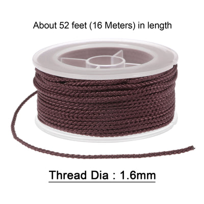 Harfington 2pcs Nylon Thread Twine Beading Cord 1.6mm Braided String 52 Feet, Black Bean