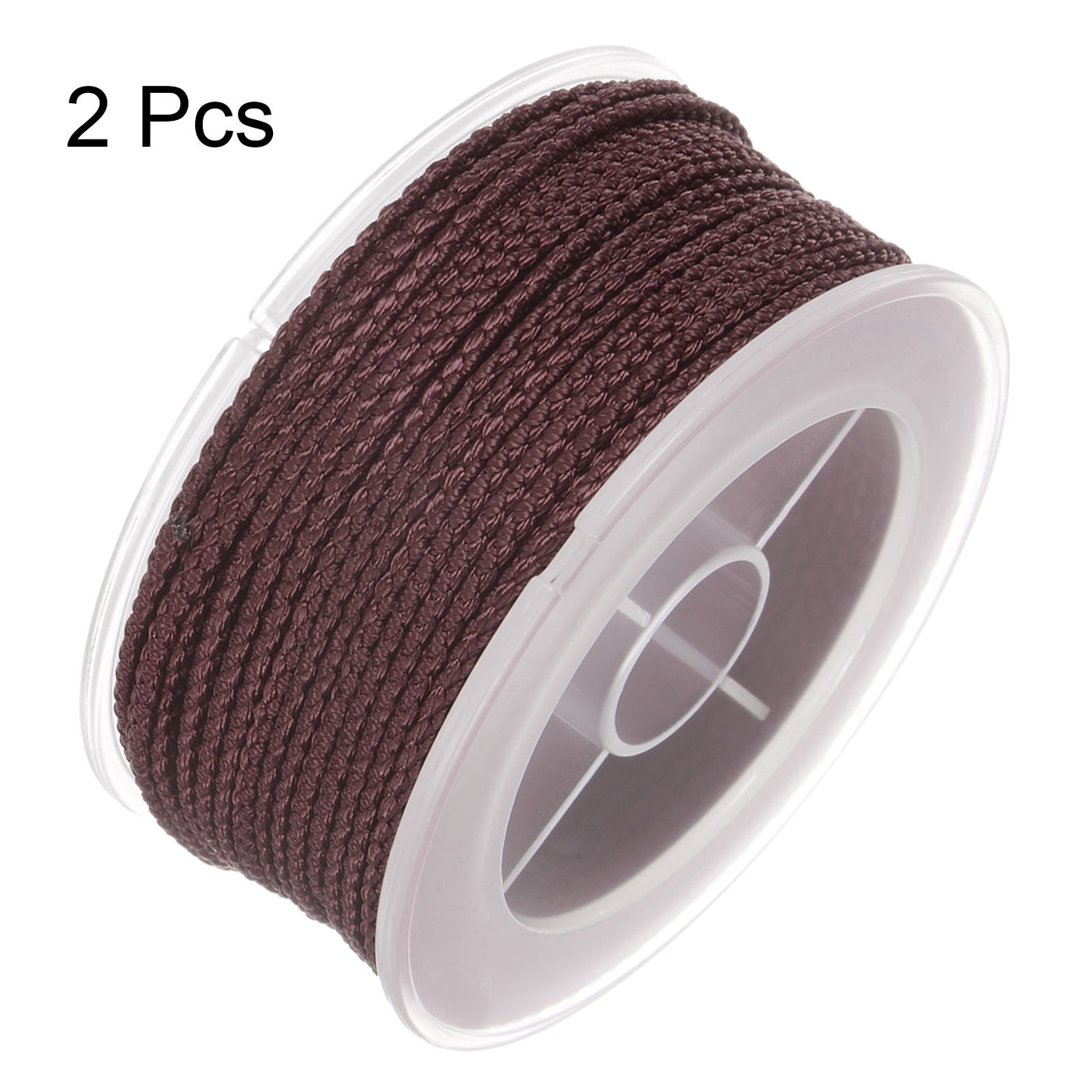 Harfington 2pcs Nylon Thread Twine Beading Cord 1.6mm Braided String 52 Feet, Black Bean
