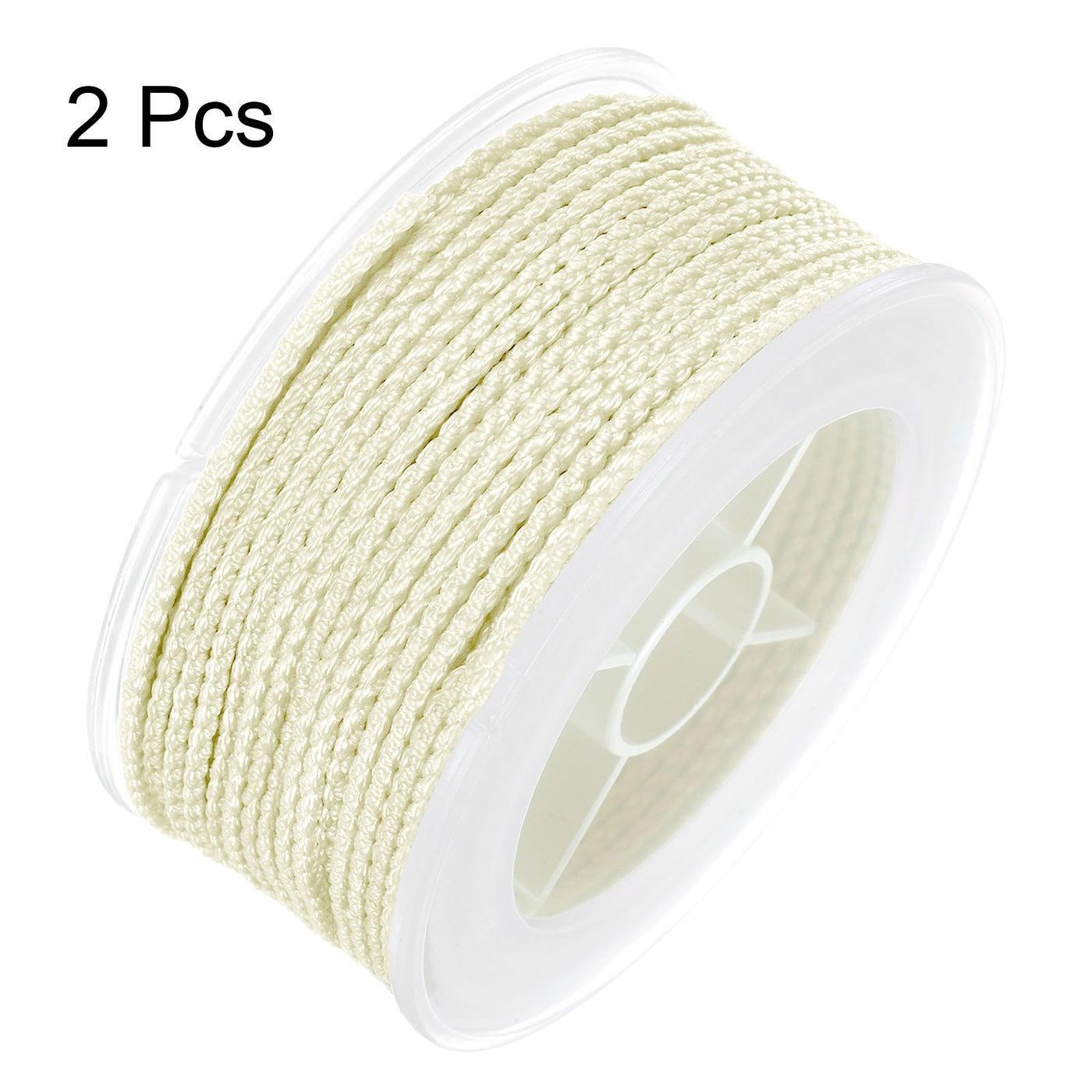 Harfington 2pcs Nylon Thread Twine Beading Cord 1.6mm Braided String 16M/52 Feet, Cream
