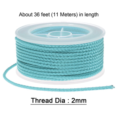 Harfington Nylon Thread Twine Beading Cord 2mm Braided String 11M/36 Feet, Light Blue