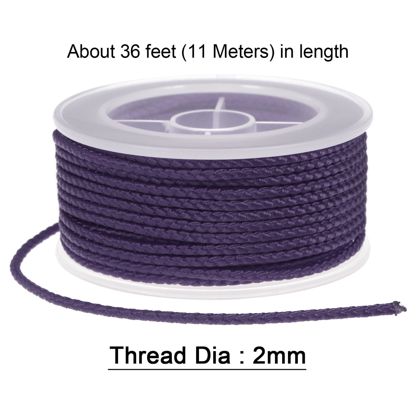 Harfington Nylon Thread Twine Beading Cord 2mm Braided String 11M/36 Feet, Dark Purple