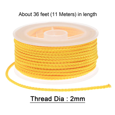 Harfington Nylon Thread Twine Beading Cord 2mm Braided String 11M/36 Feet, Golden