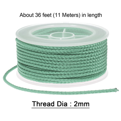Harfington Nylon Thread Twine Beading Cord 2mm Braided String 11M/36 Feet, Pale Green